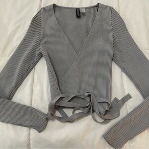 Gray Wrap Top